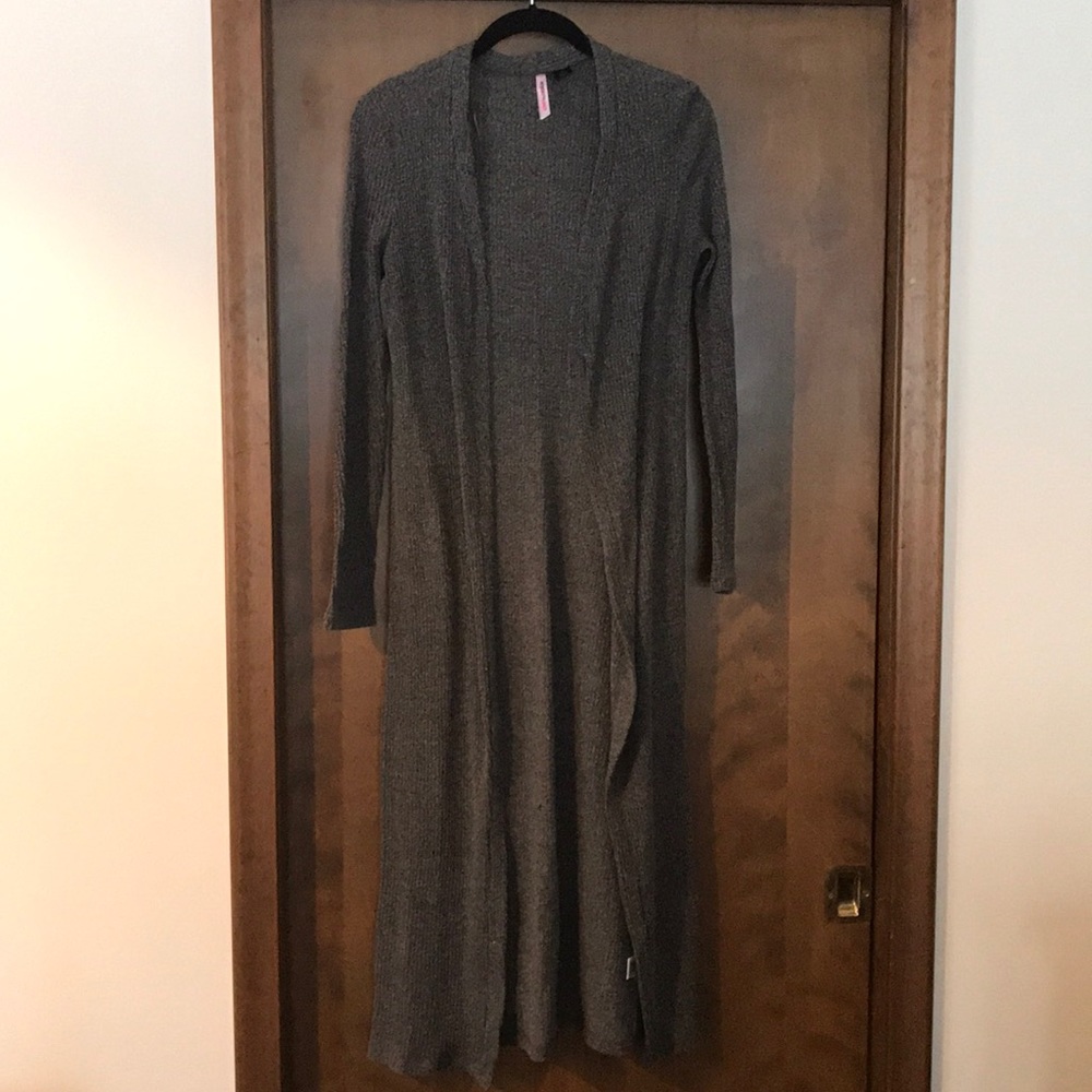 Long grey cardigan sweater
